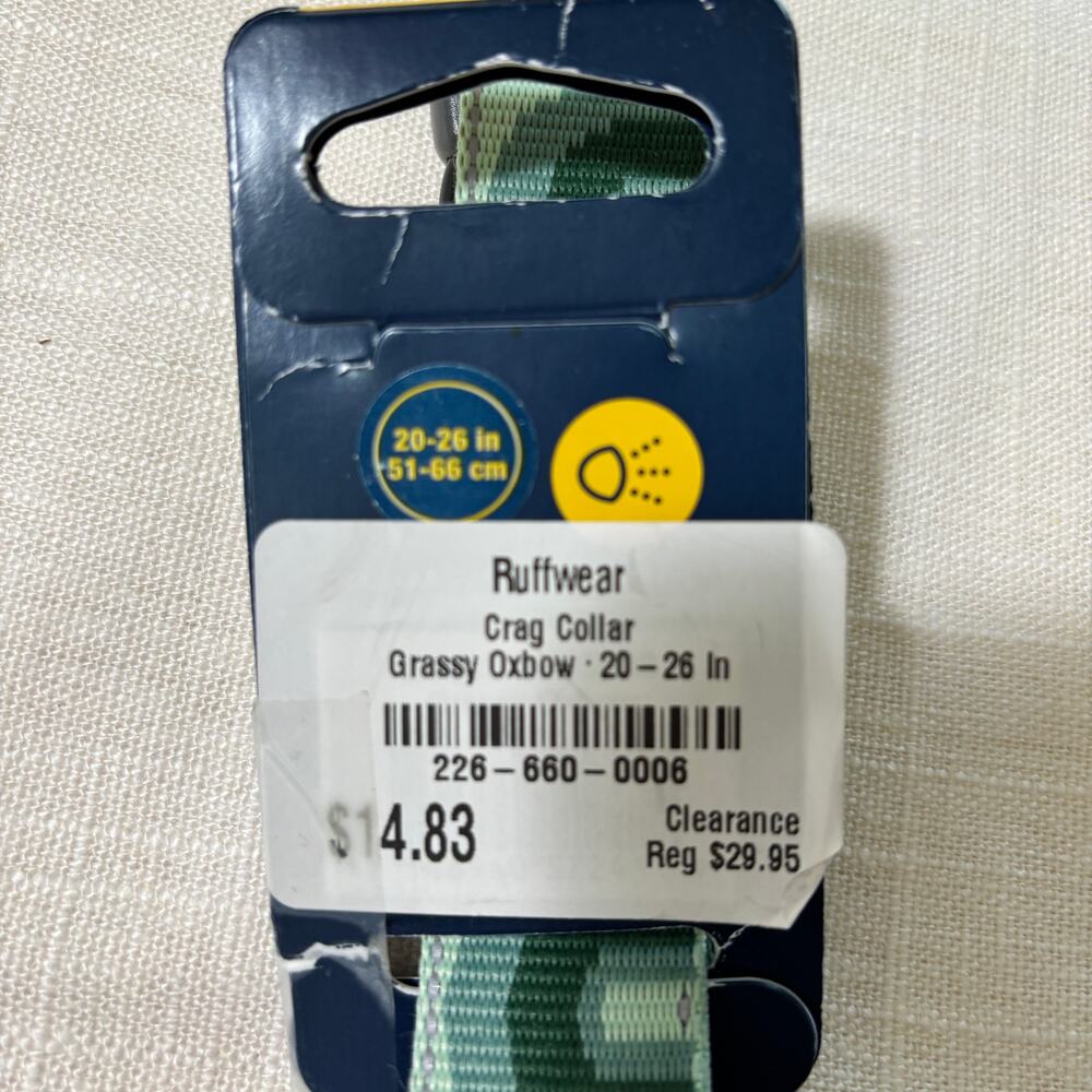Ruffwear Crag Dog Collar Grassy Oxbow 20-26 Green Adjustable NWT - Picture 3 of 3